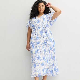 Plus Size Sandra Darren Surplice Tie Waist Dress
