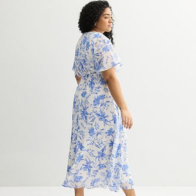 Plus Size Sandra Darren Surplice Tie Waist Dress
