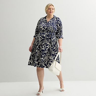 Plus Size Sandra Darren Midi Shirtdress