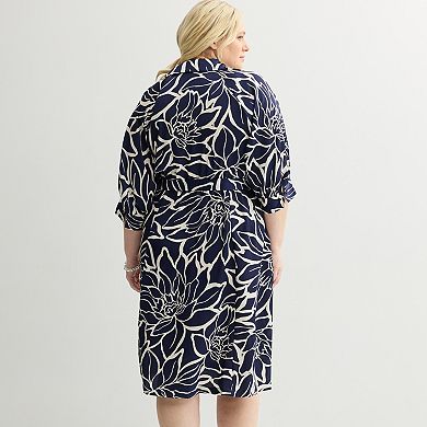 Plus Size Sandra Darren Midi Shirtdress