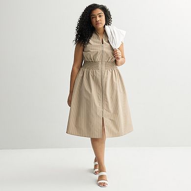 Plus Size Sandra Darren Sleeveless Smocked Waist Midi Dress