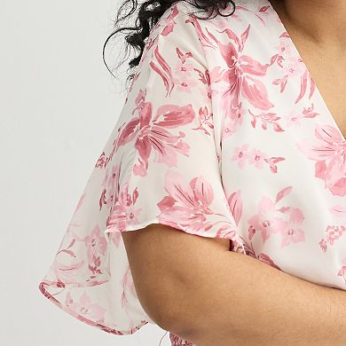 Plus Size Sandra Darren Surplice Tie Waist Maxi Dress