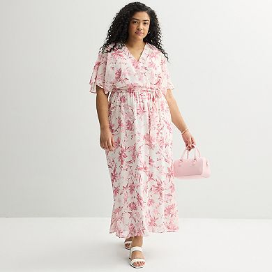 Plus Size Sandra Darren Surplice Tie Waist Maxi Dress