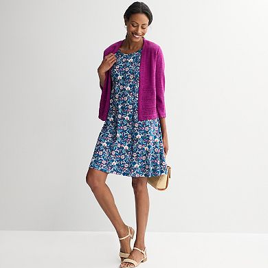Women's Croft & Barrow® Placed Pointelle Sweater Cardigan