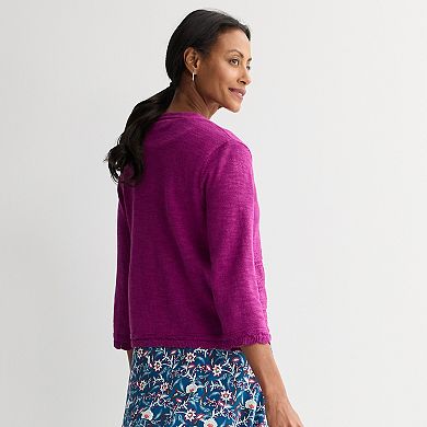 Women's Croft & Barrow® Placed Pointelle Sweater Cardigan