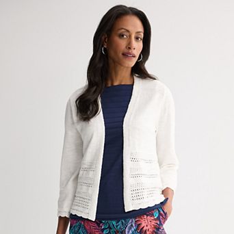Women's Croft & Barrow® Placed Pointelle Sweater Cardigan