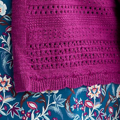 Plus Size Croft & Barrow® Placed Pointelle Cardigan