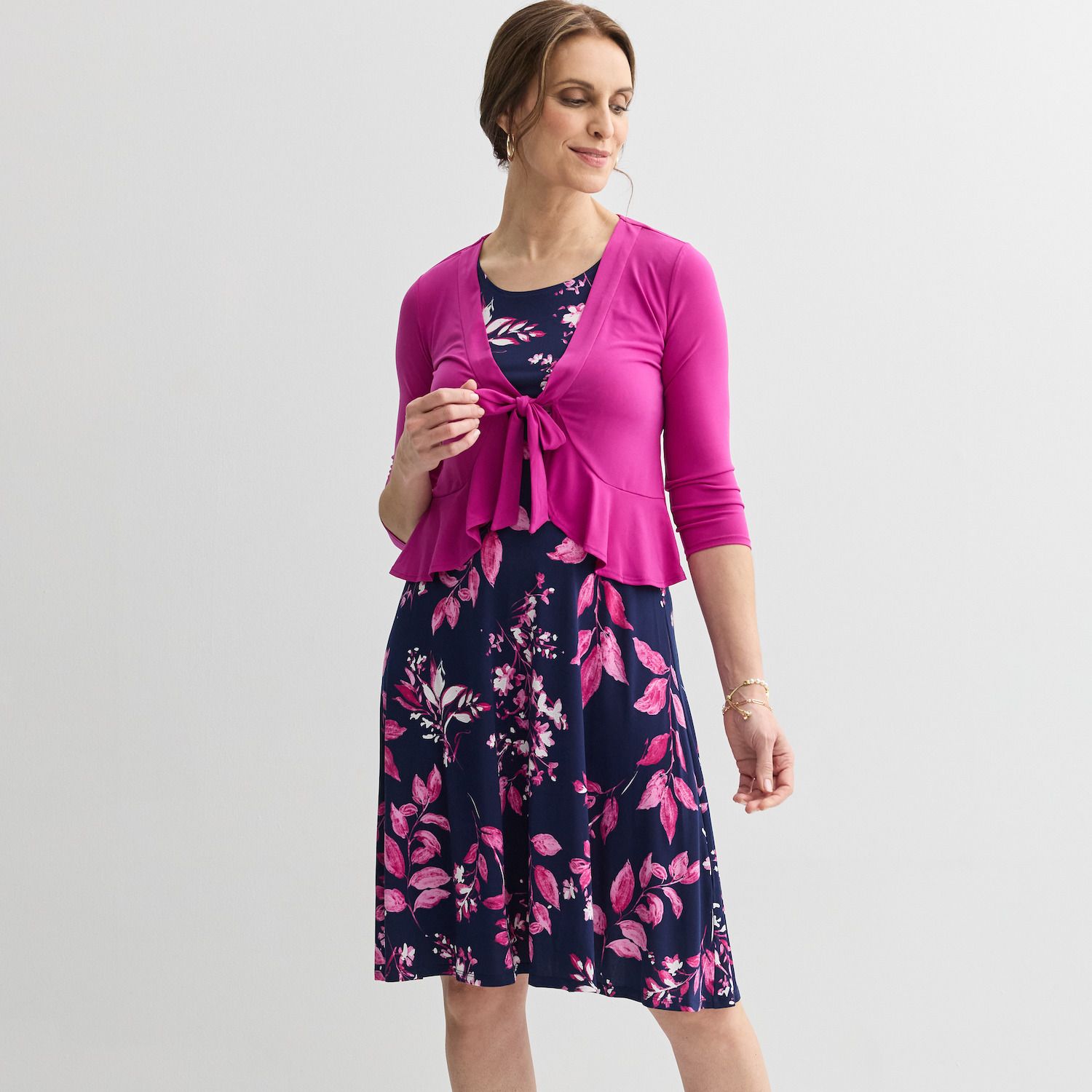Женские платья Sandra Darren Petite Sandra Darren 2 pc Jacket & Floral Dress Set