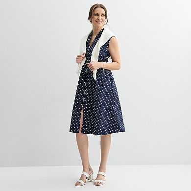 Petite Sandra Darren Sleeveless Zipper Midi Dress