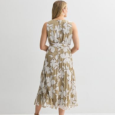 Petite Sandra Darren Sleeveless Pleated Midi Dress