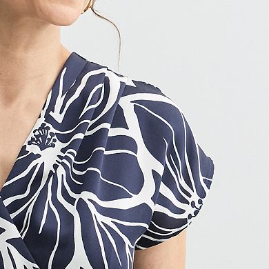 Petite Sandra Darren Surplice Pleated Midi Dress