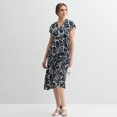 Petite Sandra Darren Surplice Pleated Midi Dress