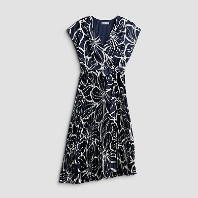 Petite Sandra Darren Surplice Pleated Midi Dress