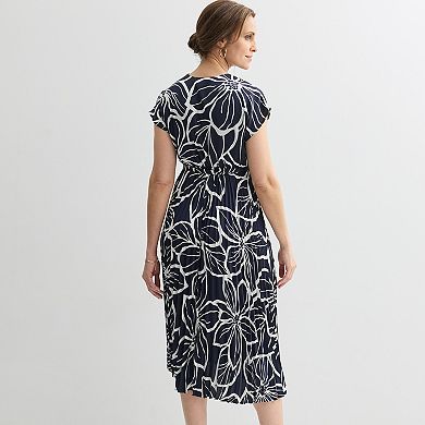 Petite Sandra Darren Surplice Pleated Midi Dress