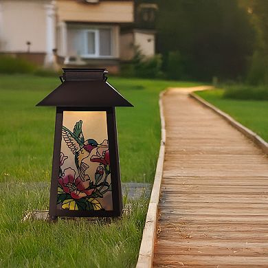 Studio 66 Hummingbird Floral Solar-Powered Lantern Outdoor Decor