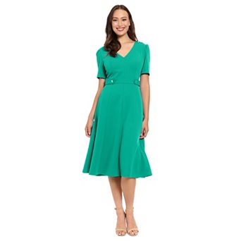 Women's London Times V-Neck Side Tab Midi Dress