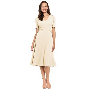 Women's London Times V-Neck Side Tab Midi Dress