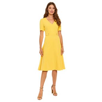 Women's London Times V-Neck Side Tab Midi Dress