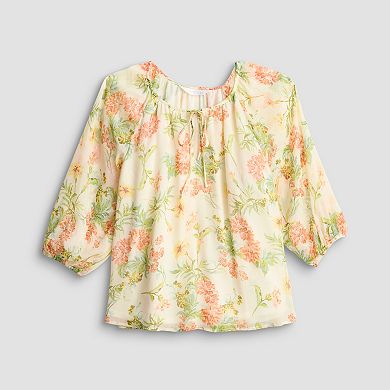 Women's LC Lauren Conrad Split Neck Eyelet Peasant Top