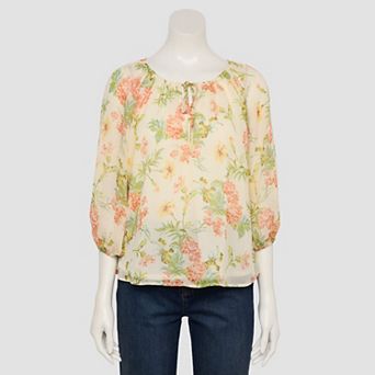 Women's LC Lauren Conrad Split Neck Eyelet Peasant Top