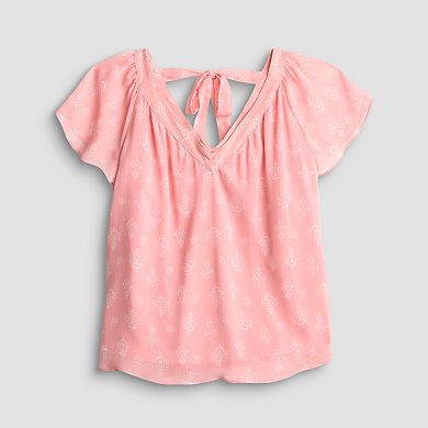 Women's LC Lauren Conrad V-Neck Top with Self Tie Back
