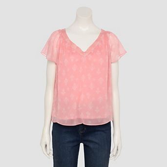 Women's LC Lauren Conrad V-Neck Top with Self Tie Back