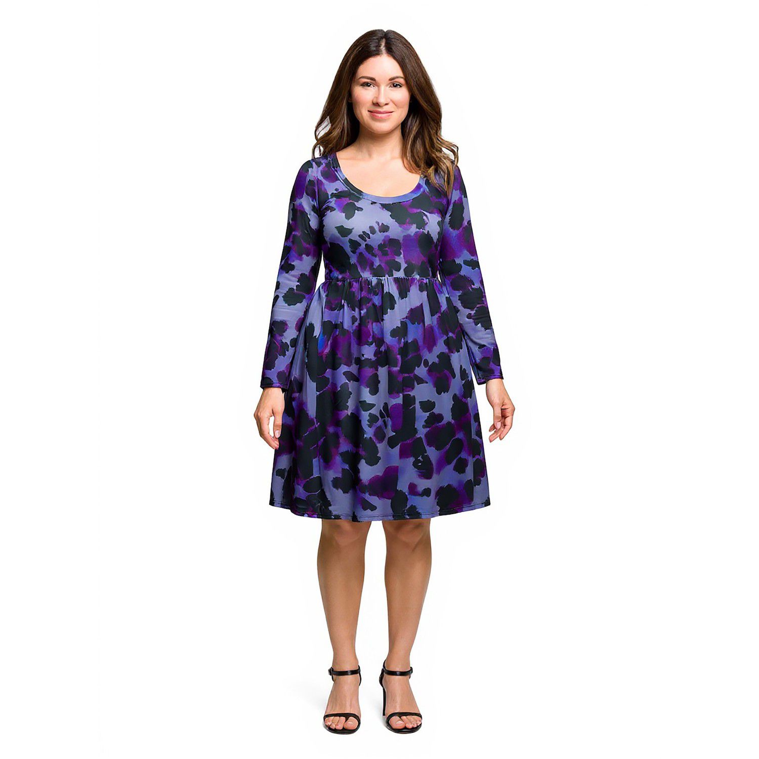 Женские платья 24Seven Comfort Apparel Plus Size 24Seven Comfort Apparel Long Sleeve Empire Waist Midi Dress