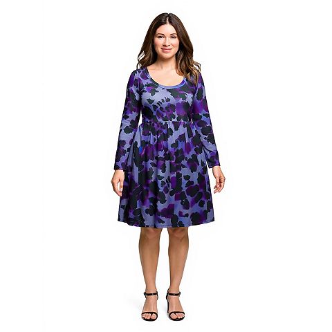 Женские платья 24Seven Plus Size 24Seven Comfort Apparel Long Sleeve Empire Waist Midi Dress