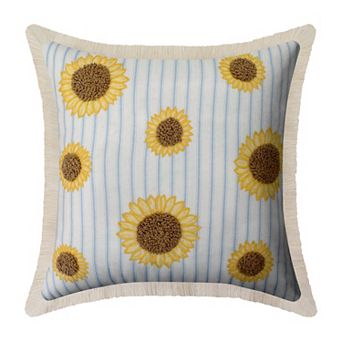 Celebrate Together™ Fall Embroidered Stripe Sunflower Throw Pillow