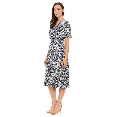 Petite London Times V-Neck Flutter Sleeve Flare Dress