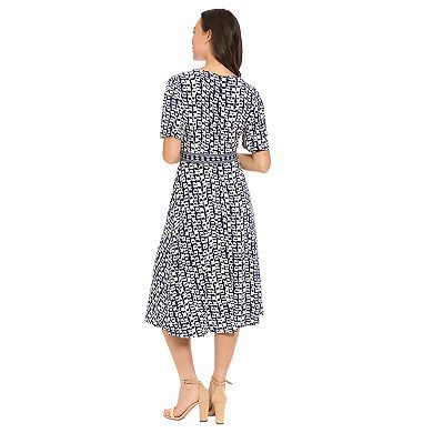 Petite London Times V-Neck Flutter Sleeve Flare Dress