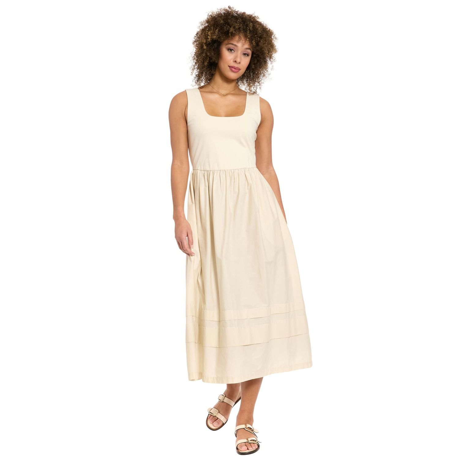 Женское платье London Times Square Neck Knit Tank Dress, цвет: Слоновая кость — фото 1