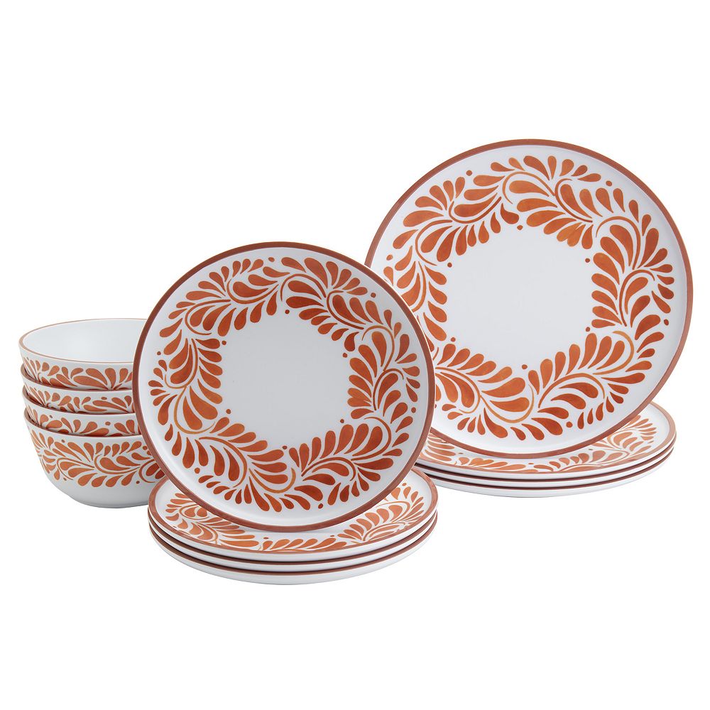 Infuse 12-pc. Lebrillo Dinnerware Set - White Orange