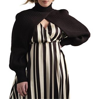 ELOQUII Women's Plus Size Turtleneck Sweater Sleeve Scarf