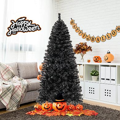 Costway 6/7 FT Artificial Halloween Christmas Tree with Bendable Top Section 726/1050 Branch Tips