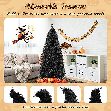 Costway 6/7 FT Artificial Halloween Christmas Tree with Bendable Top Section 726/1050 Branch Tips