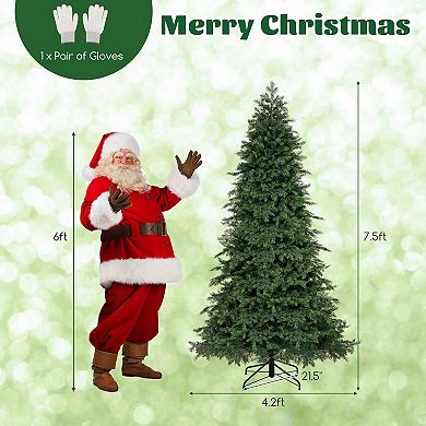 Costway 6/7.5 FT Artificial Xmas Tree with 721/1019 PE PVC Branch Tips & Folding Metal Stand