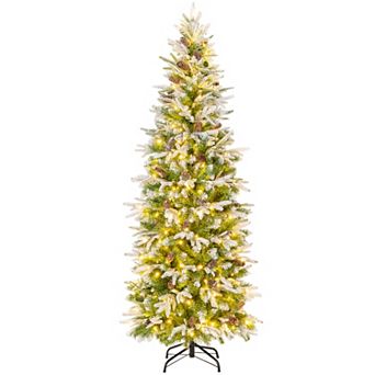 Costway 6/7.5/9 FT Flocked Christmas Tree with 671/913/1310 PE PVC Branch Tips 280/350/470