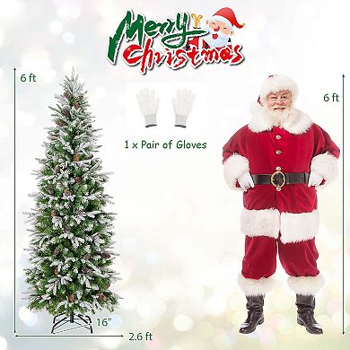 Costway 6/7.5/9 FT Flocked Christmas Tree with 671/913/1310 PE PVC Branch Tips 280/350/470
