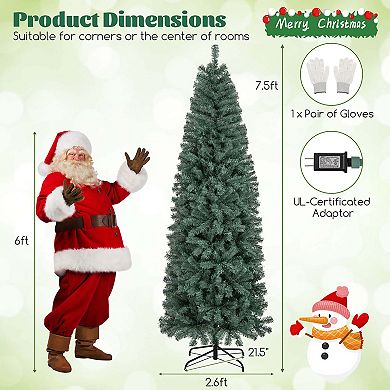 Costway 4.5/6.5/7.5/9 FT Artificial Xmas Tree with 256/556/724/1168 Branch Tips 9 Lighting Modes