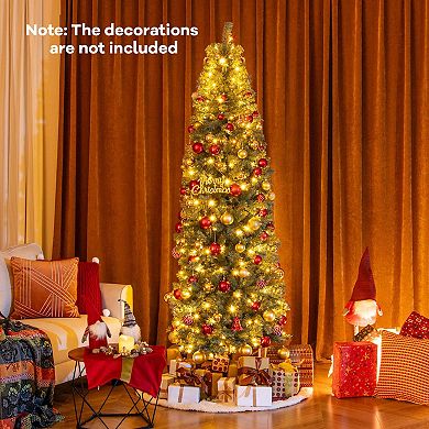 Costway 4.5/6.5/7.5/9 FT Artificial Xmas Tree with 256/556/724/1168 Branch Tips 9 Lighting Modes