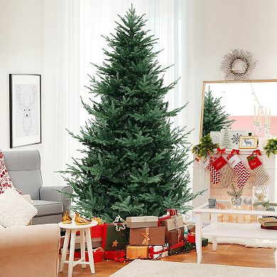 Costway 6/7/8 FT Artificial Xmas Tree with 778 PVC PE Branch Tips 240 Warm White LED Lights