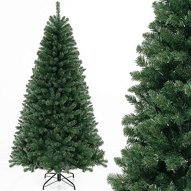 Costway 6/7/8 FT Christmas Tree with 568 PVC Branch Tips 200 Warm White LED Lights Gloves