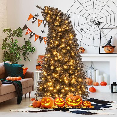 Costway 6/7 FT Artificial Halloween Christmas Tree with Bendable Top Section 726/1050 Branch Tips