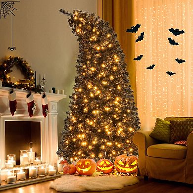 Costway 6/7 FT Artificial Halloween Christmas Tree with Bendable Top Section 726/1050 Branch Tips
