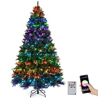 Costway 5/6/7/8 FT Artificial Christmas Tree with 250/370/500/650 RGB LED Lights