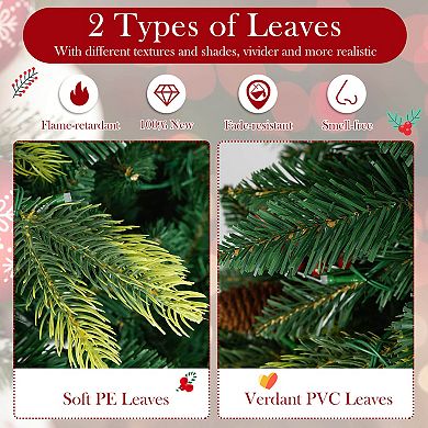 Costway 5/6/7/8 FT Artificial Christmas Tree with 250/370/500/650 RGB LED Lights