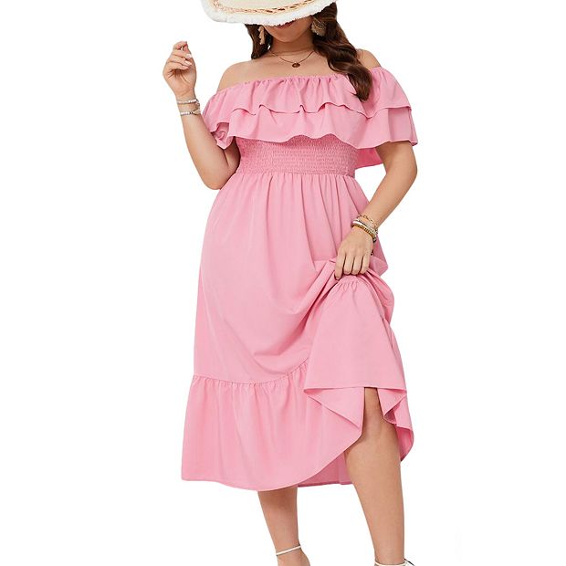 fitted lace wedding dress CUPSHE Women's Off Shoulder Maxi Dress Summer Boho Flowy Ruffle Slit Long  Dress with Pockets Casual Beach Vacation Sundress Hot Pink, S at Amazon  Women's Clothing store