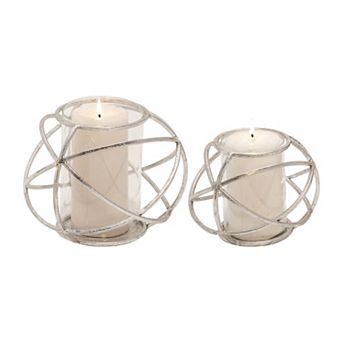 Silver Finish Metal Orb Candle Holders for Home or Office Decor