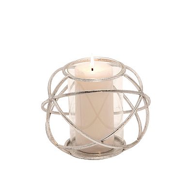 Silver Finish Metal Orb Candle Holders for Home or Office Decor